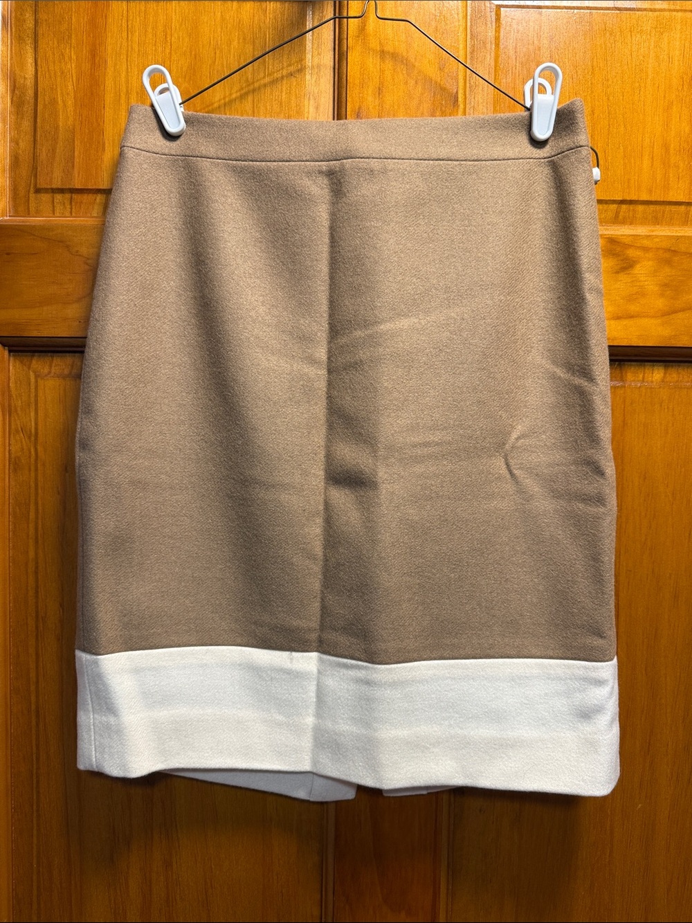 Tan and White Colorblock Pencil Skirt